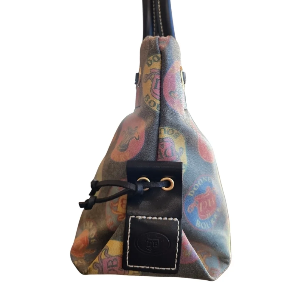 Dooney & Bourke Fanciful Tutti Frutti Medallion Black Vintage Satchel Handbag